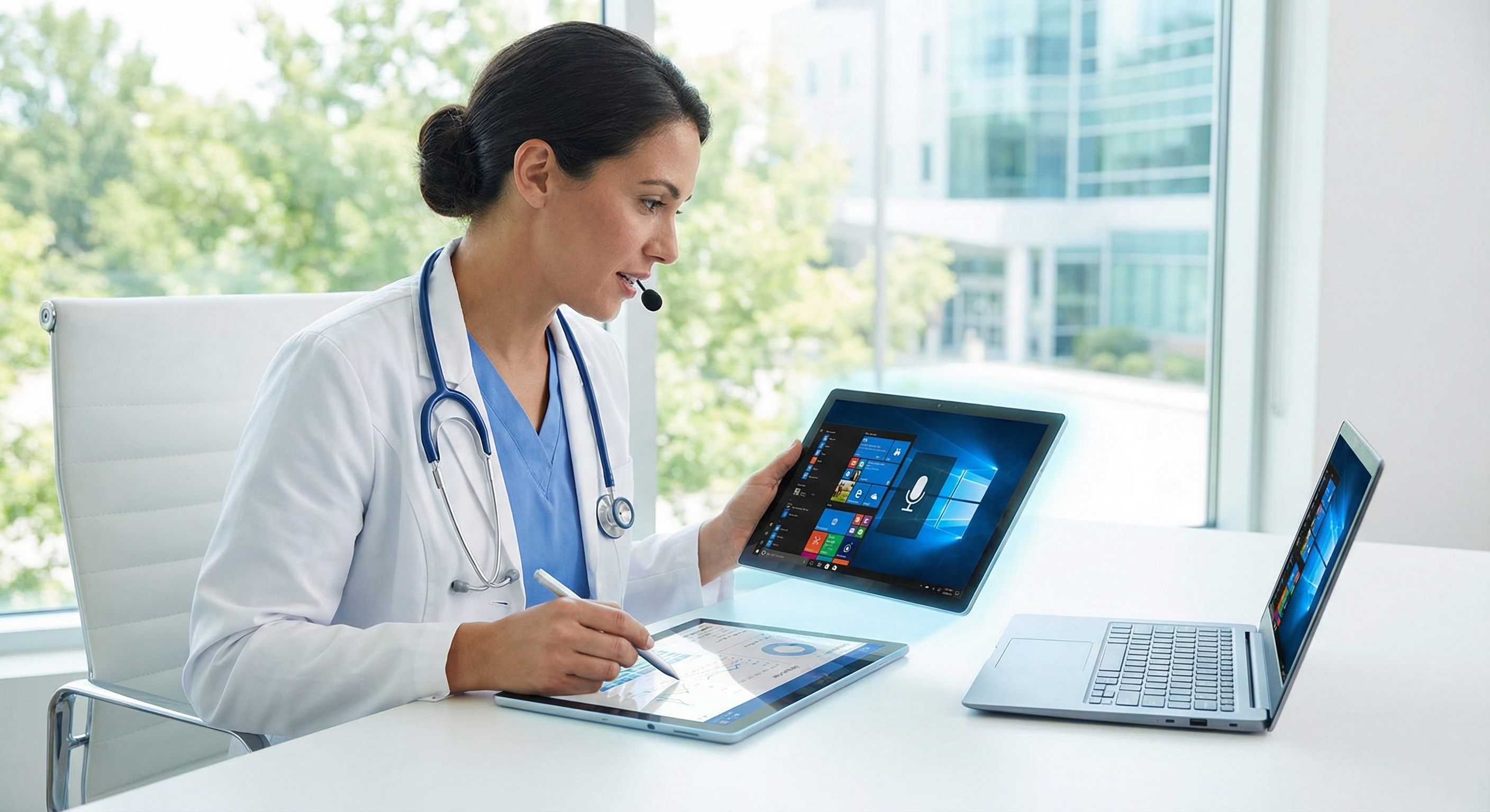 EHR documentation dashboard showing medical dictation productivity