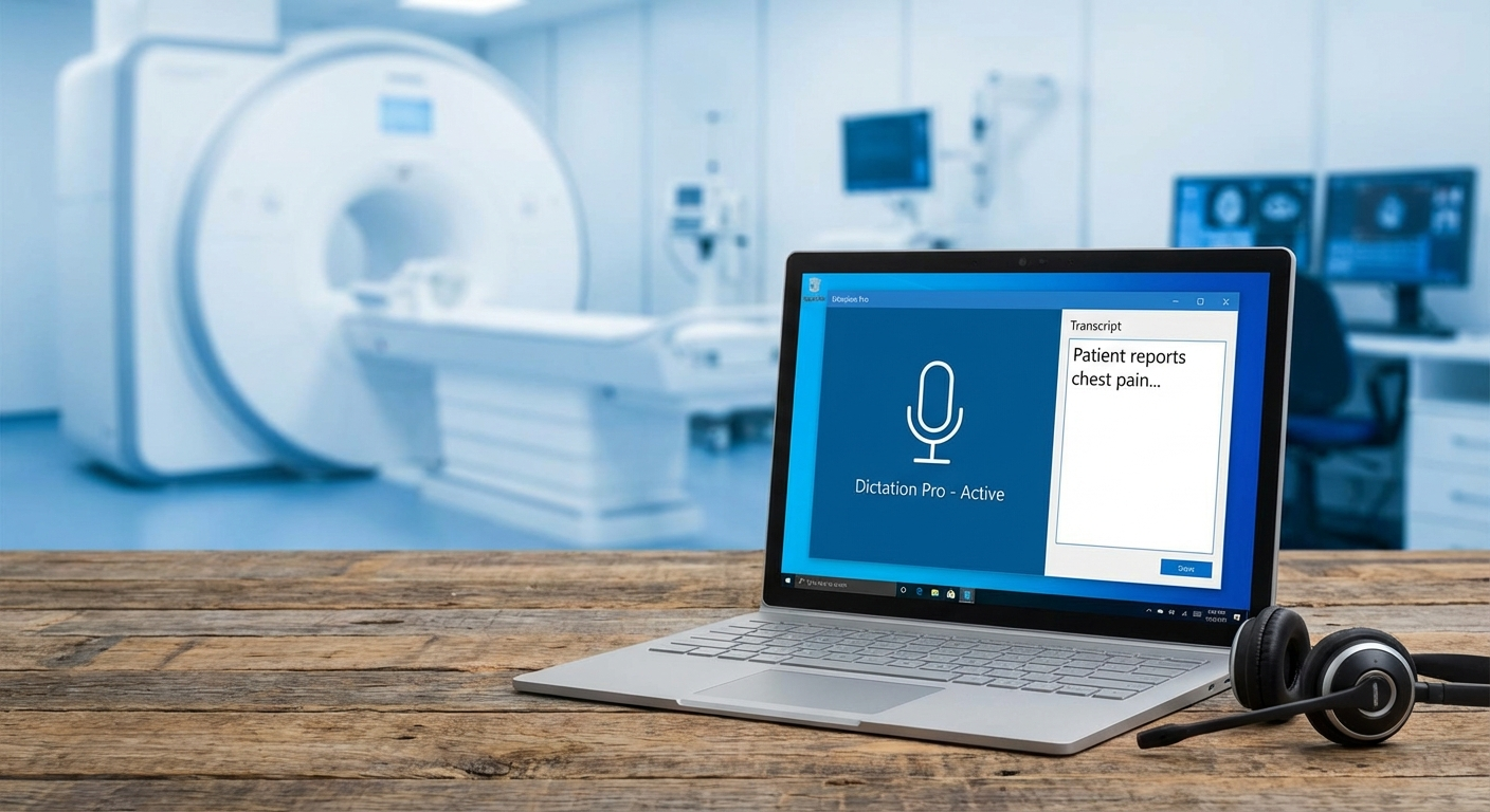 Medical professional using DictaFlow for medical billing dictation in a VDI environment