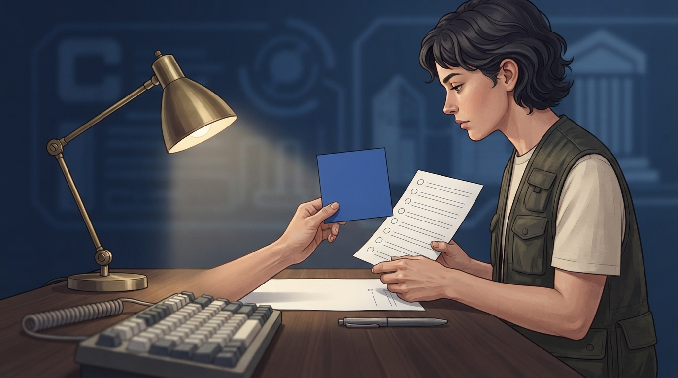 Editorial illustration of a careful small-change review