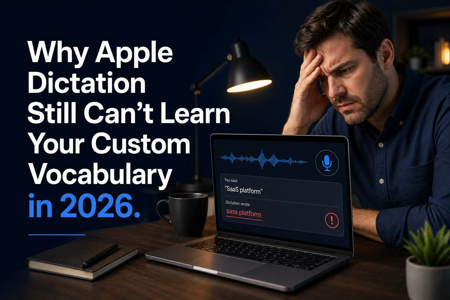 Apple Dictation custom vocabulary learning problems illustration