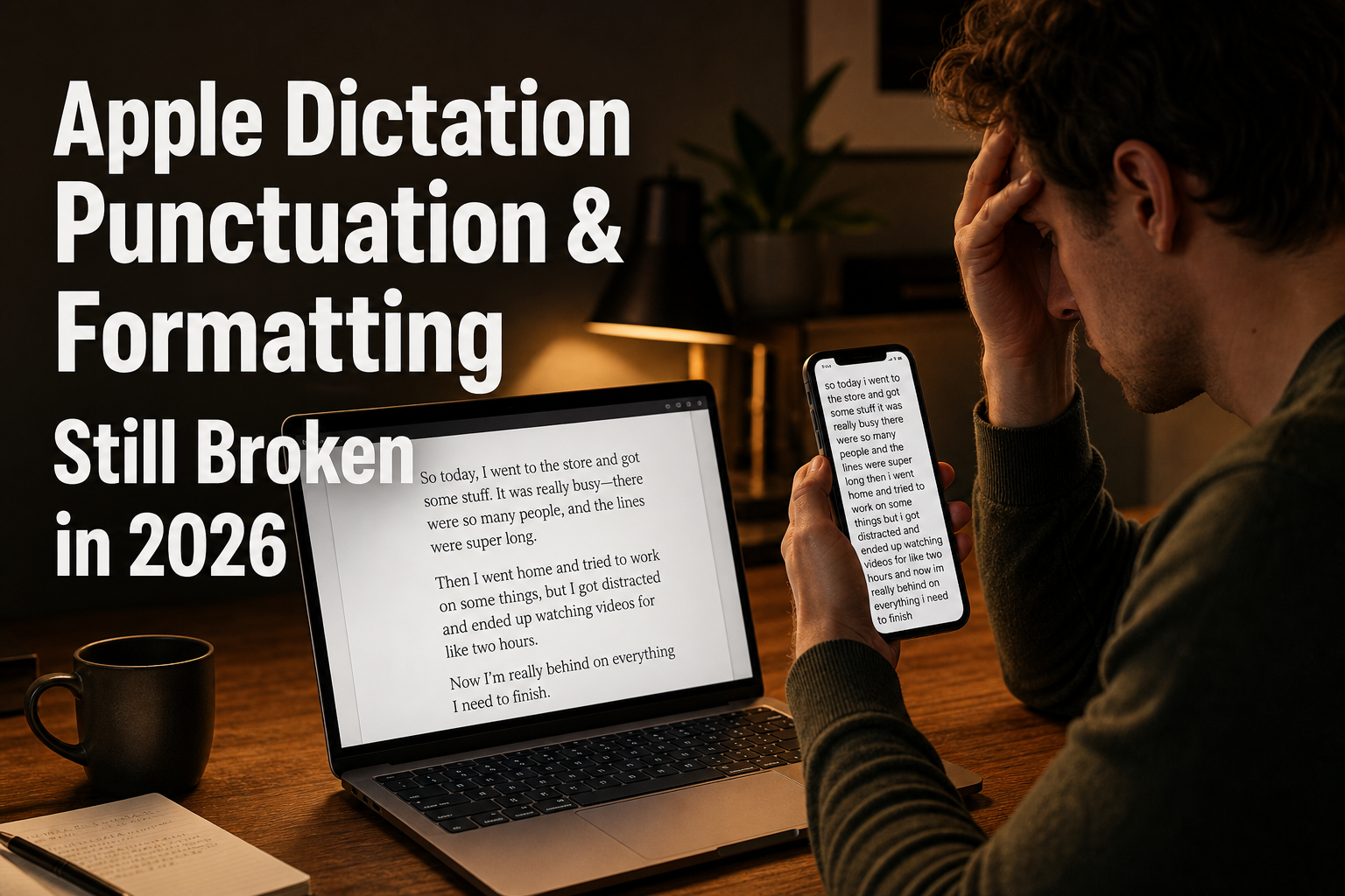 Apple Dictation Still Can’t Handle Punctuation and Formatting in 2026 - Here’s What Actually Works hero image
