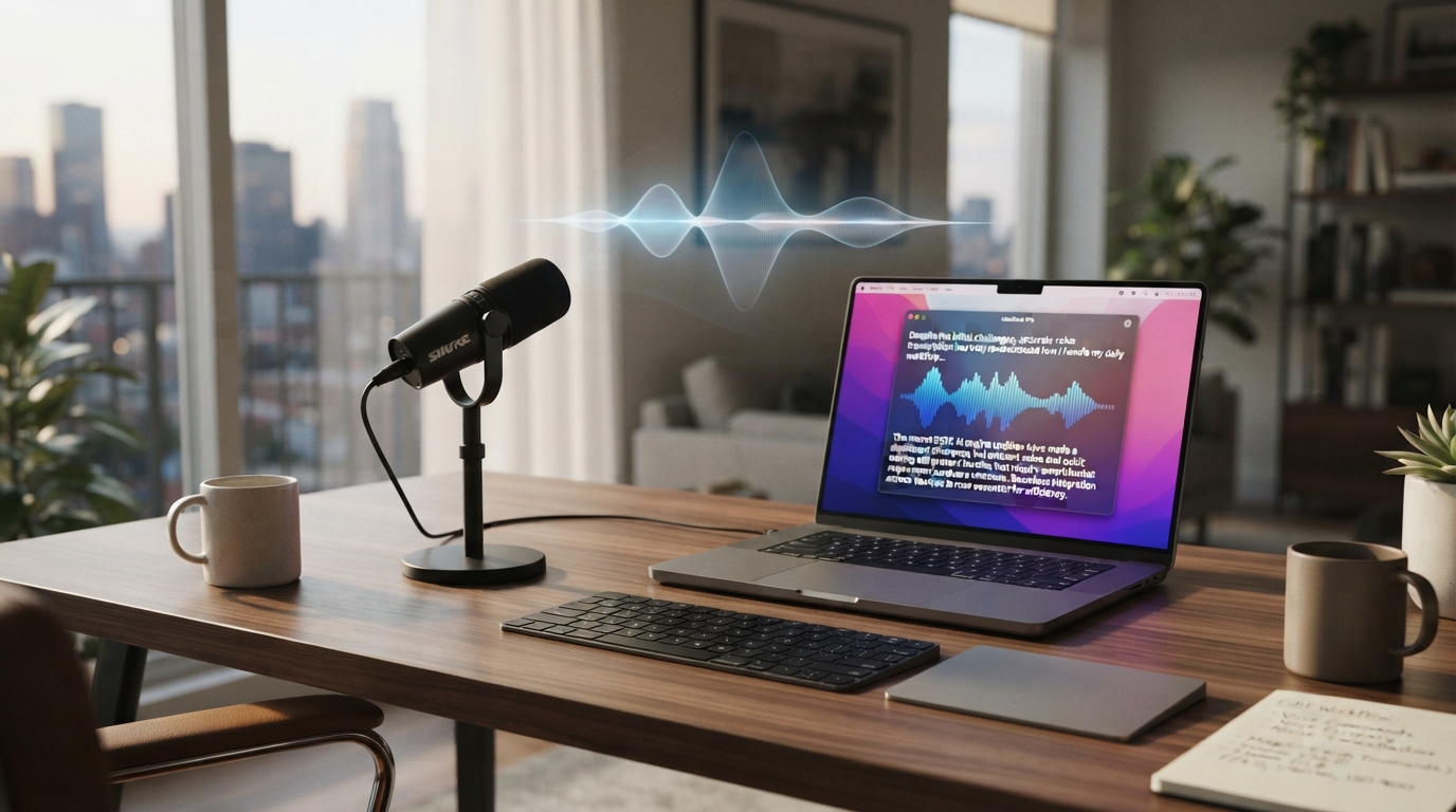 Editorial illustration for Apple Dictation Workflow Problems in 2026: What Actually Fixes Them