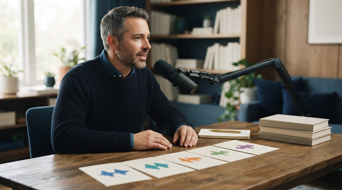 Writer compares five dictation software choices beside a microphone and blank manuscript cards.
