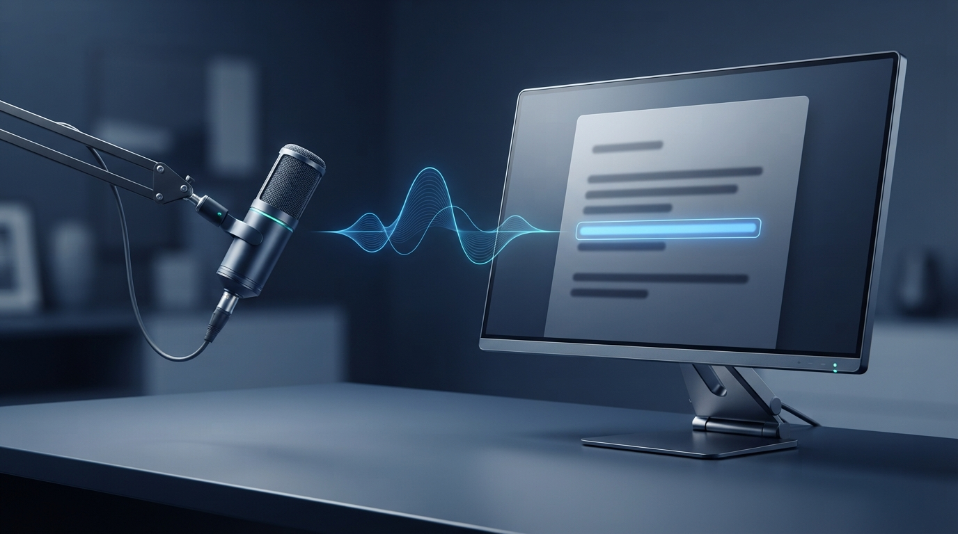 Microphone waveform connecting to selected text for voice editing