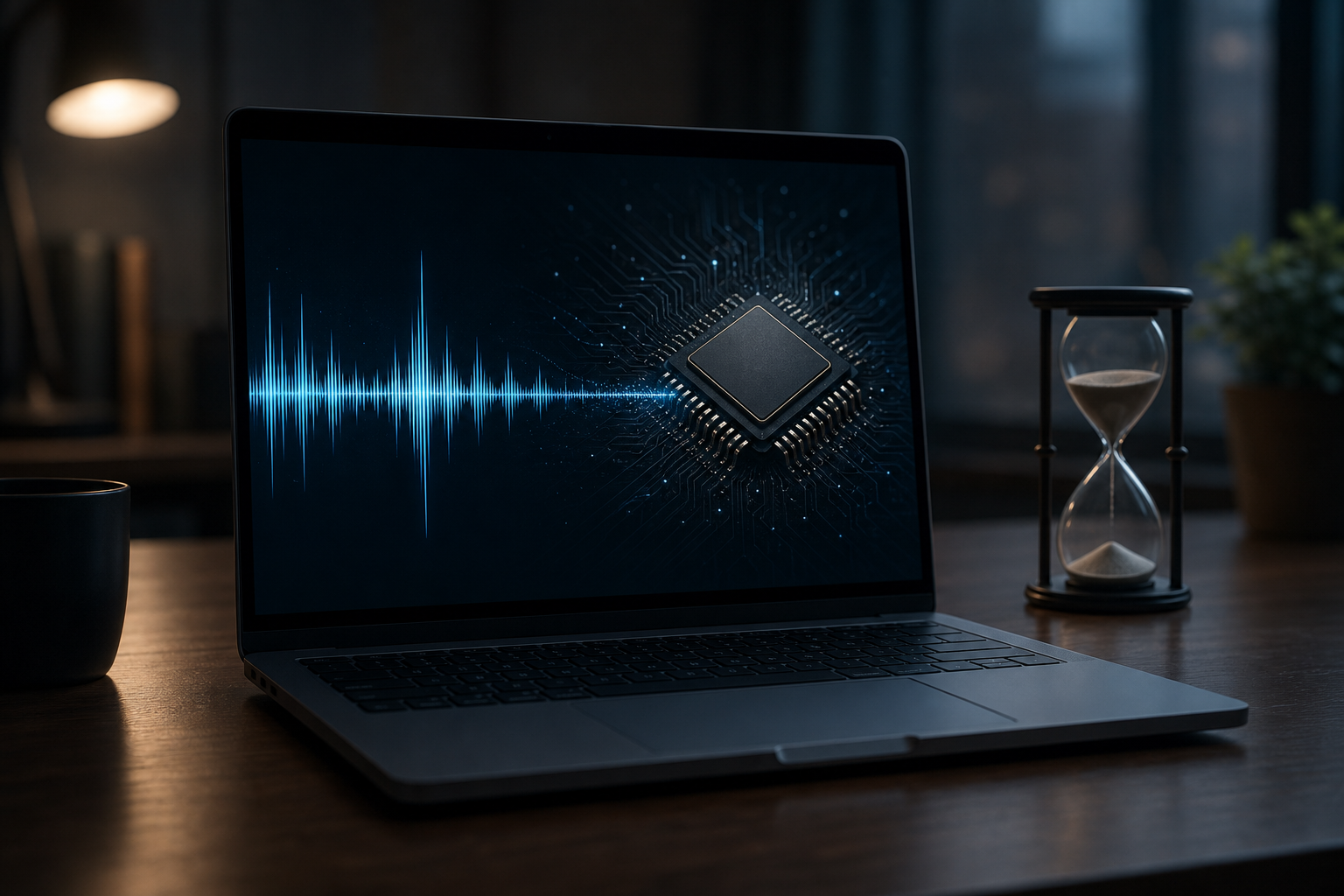 Voice waveform and local speech recognition interface on a desktop screen