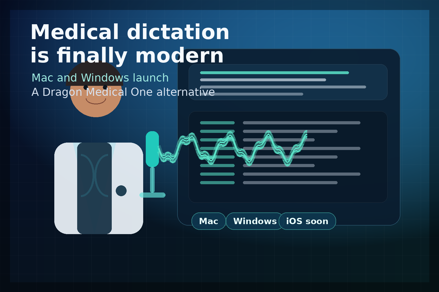 Doctor using DictaFlow Medical dictation on Mac and Windows