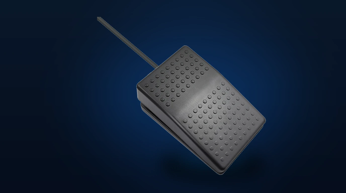 Actual programmable black USB foot pedal for DictaFlow dictation