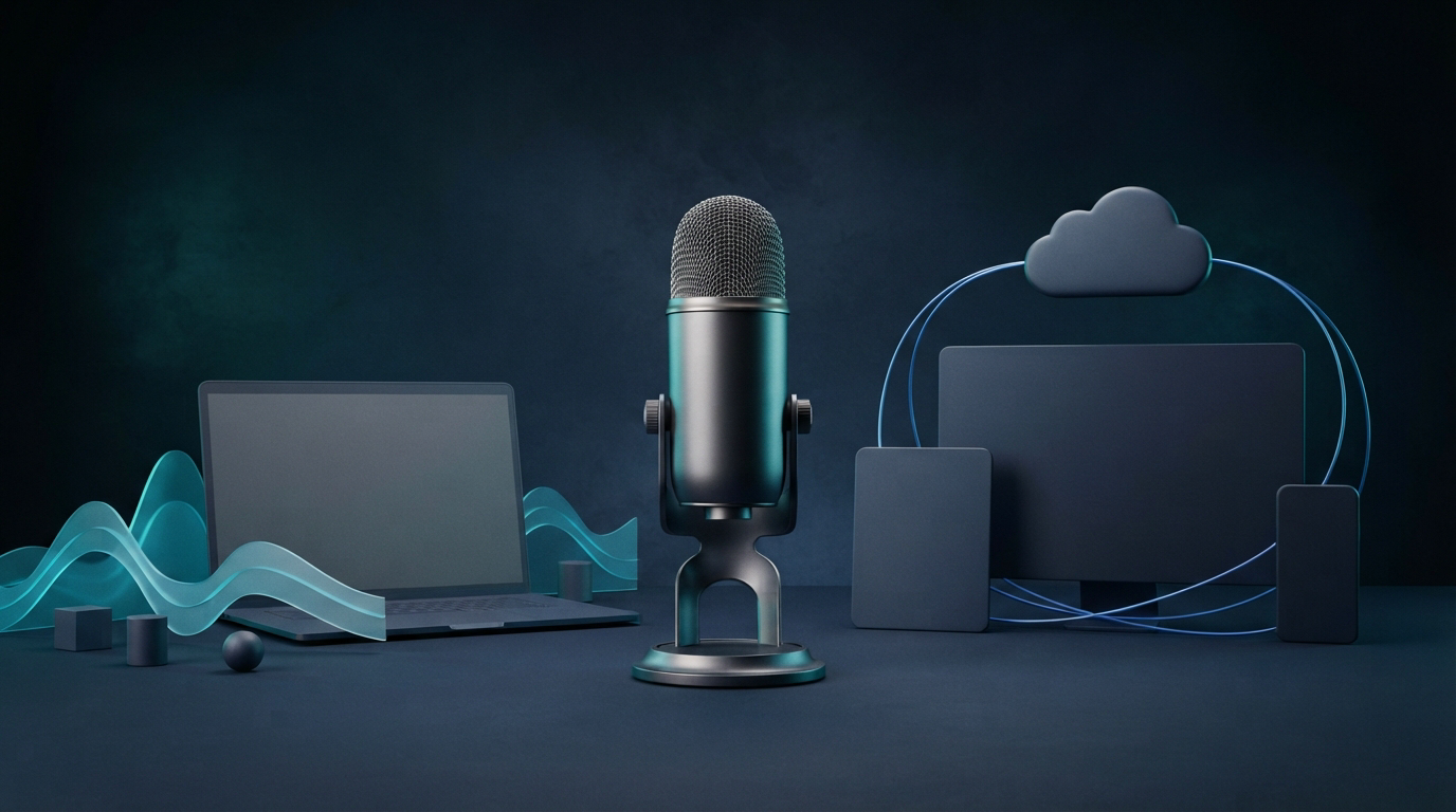 Microphone between local desktop processing and a managed cross-device workflow