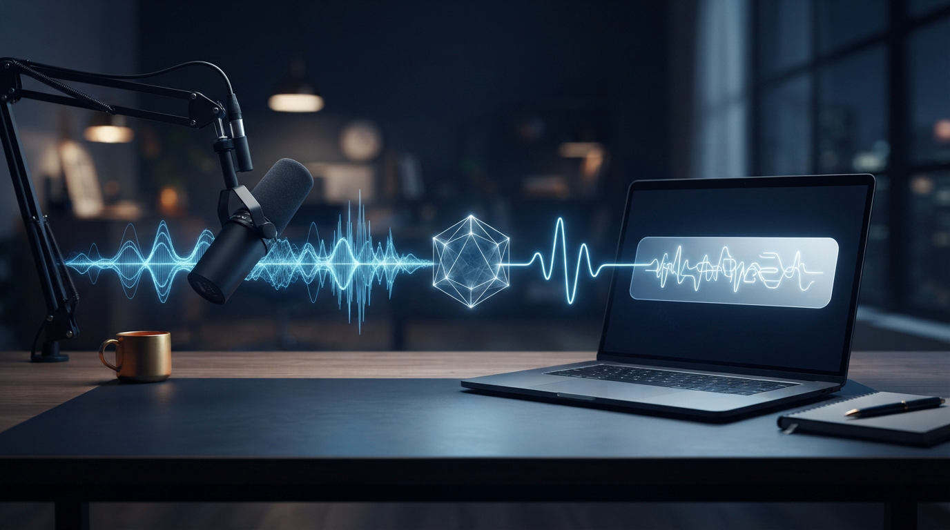Microphone audio routed through noise filtering into a dictation app