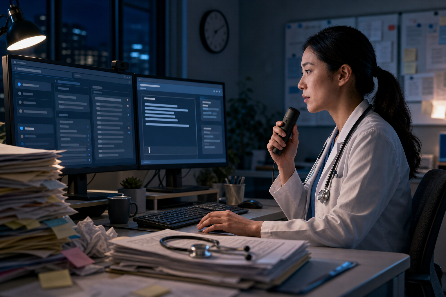 Clinician dictation workflow for Epic charting after hours