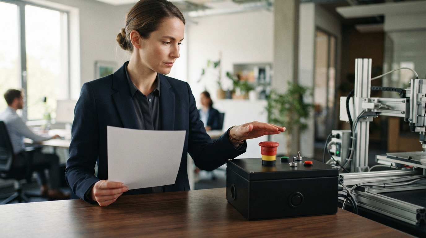 Professional reviewing a document before starting an automation control