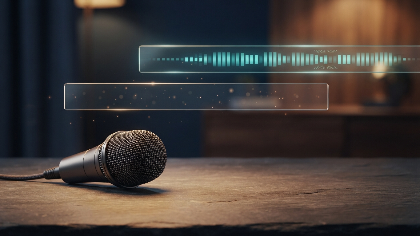 Unbranded microphone and abstract speech-processing panels