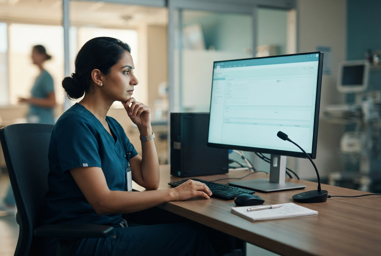 Clinician testing medical dictation in a clinical workstation