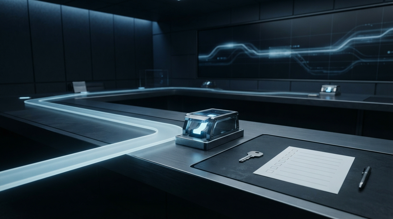 Editorial illustration of approval gates for AI agents