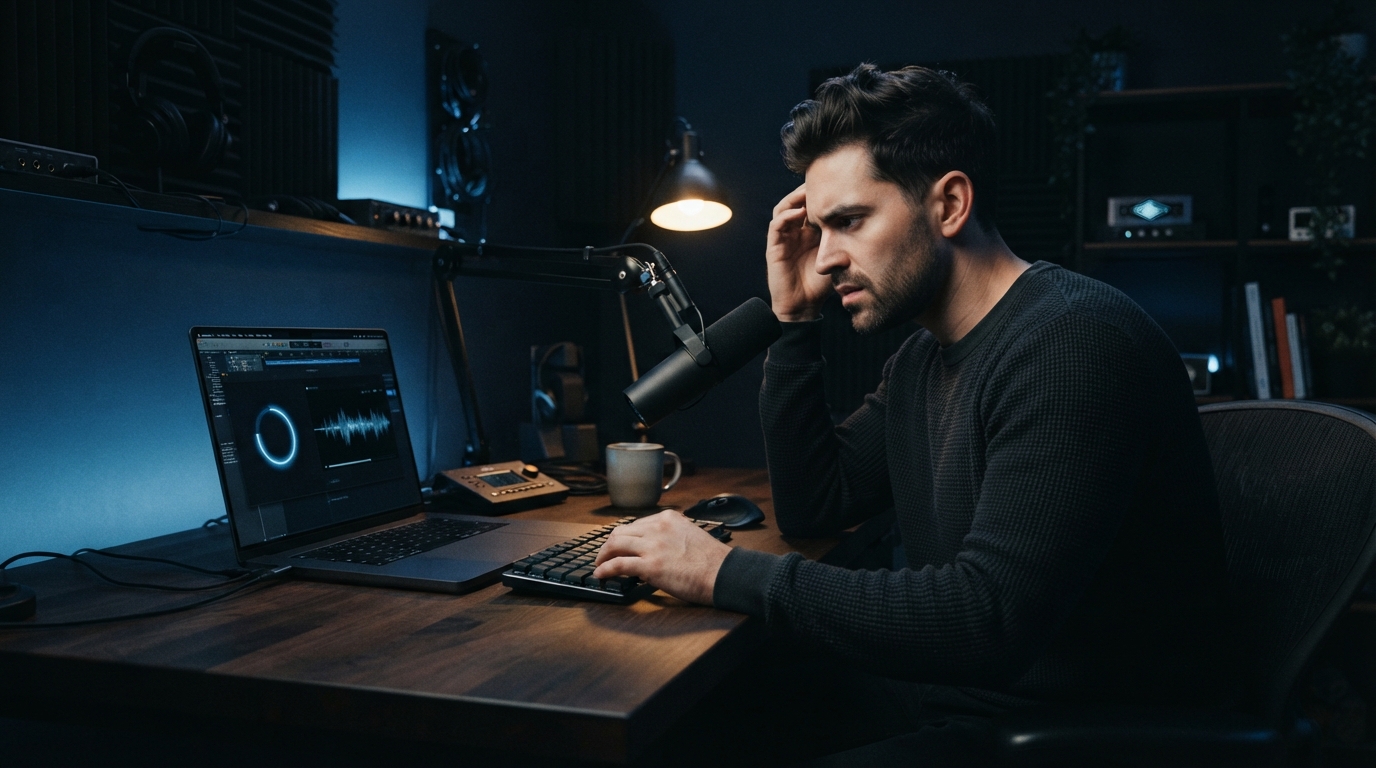 Editorial illustration of slow voice dictation and transcription latency