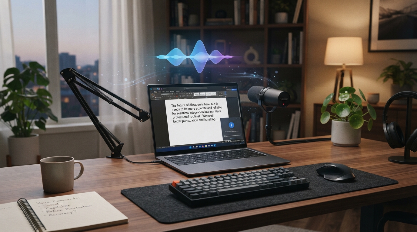 Editorial illustration for Windows Voice Typing Workflow Problems in 2026: What Actually Fixes Them